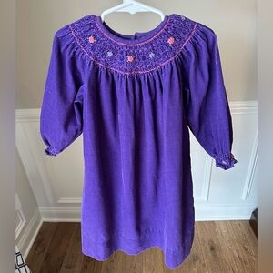 Strasburg Purple Corduroy Smocked Dress size 3 FLAW